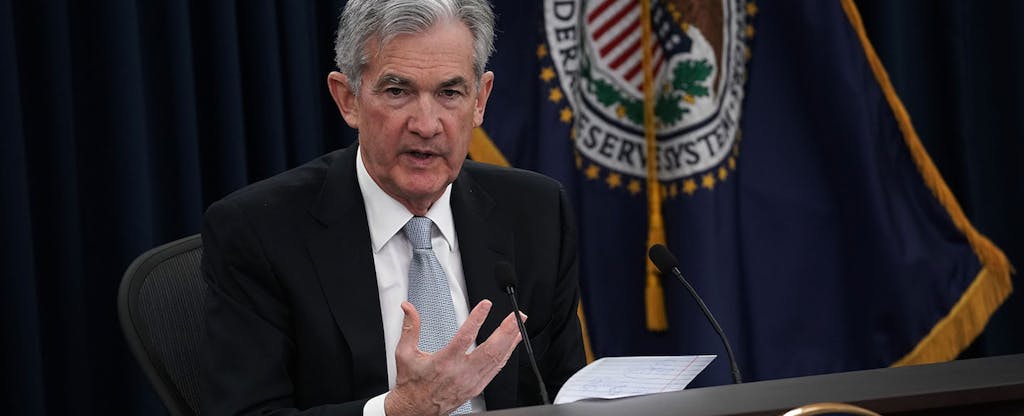 Federal Reserve Board Chairman Jerome Powell at a press conference announcing an interest rate hike on 03/21/2018.