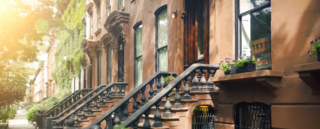 Elegant brownstones and townhouses in the Fort Greene area of Brooklyn, New York City