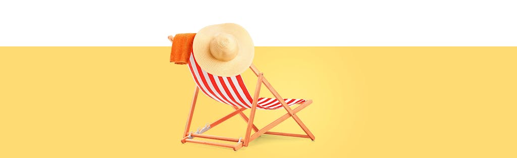 Illustration of beach chair on yellow background