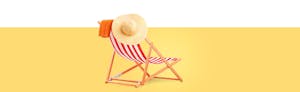 Illustration of beach chair on yellow background
