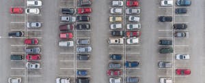 Aerial image of cars parked in a lot