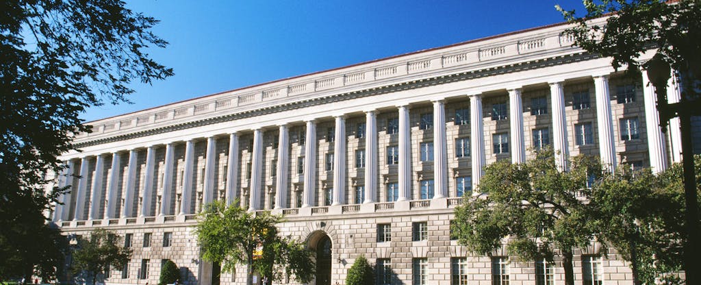 Internal Revenue Service building Washington, D.C., on a sunny day