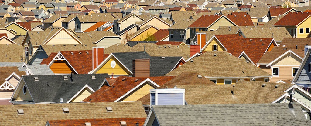 Rooftops in a housing development