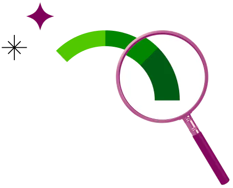 Magnifying glass representing Credit Karma's free credit score and steps to identify ways to increase your credit score