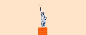 Statue of Liberty illustration with voter registration reminder