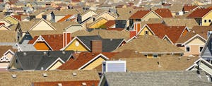 Rooftops in suburban housing development