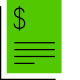 Document with a money sign and lines representing a 401k contribution document