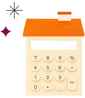 Calculator in the shape of a home to indicate the mortgage calculators on this page