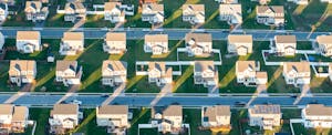Aerial view of a housing development